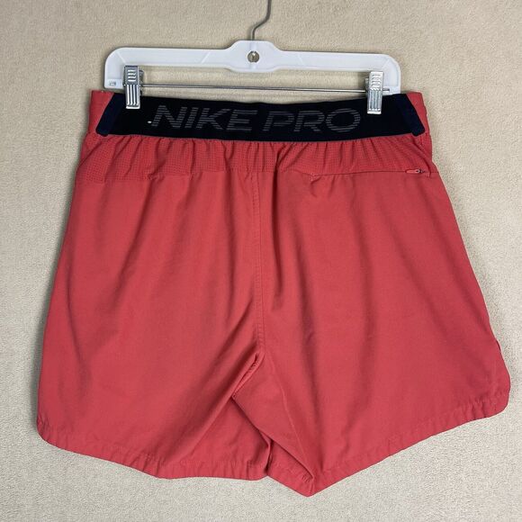 Nike Shorts Mens Large Pink Red Pro Athletic Workout Gym Short Swoosh Logo Adult - Picture 12 of 13